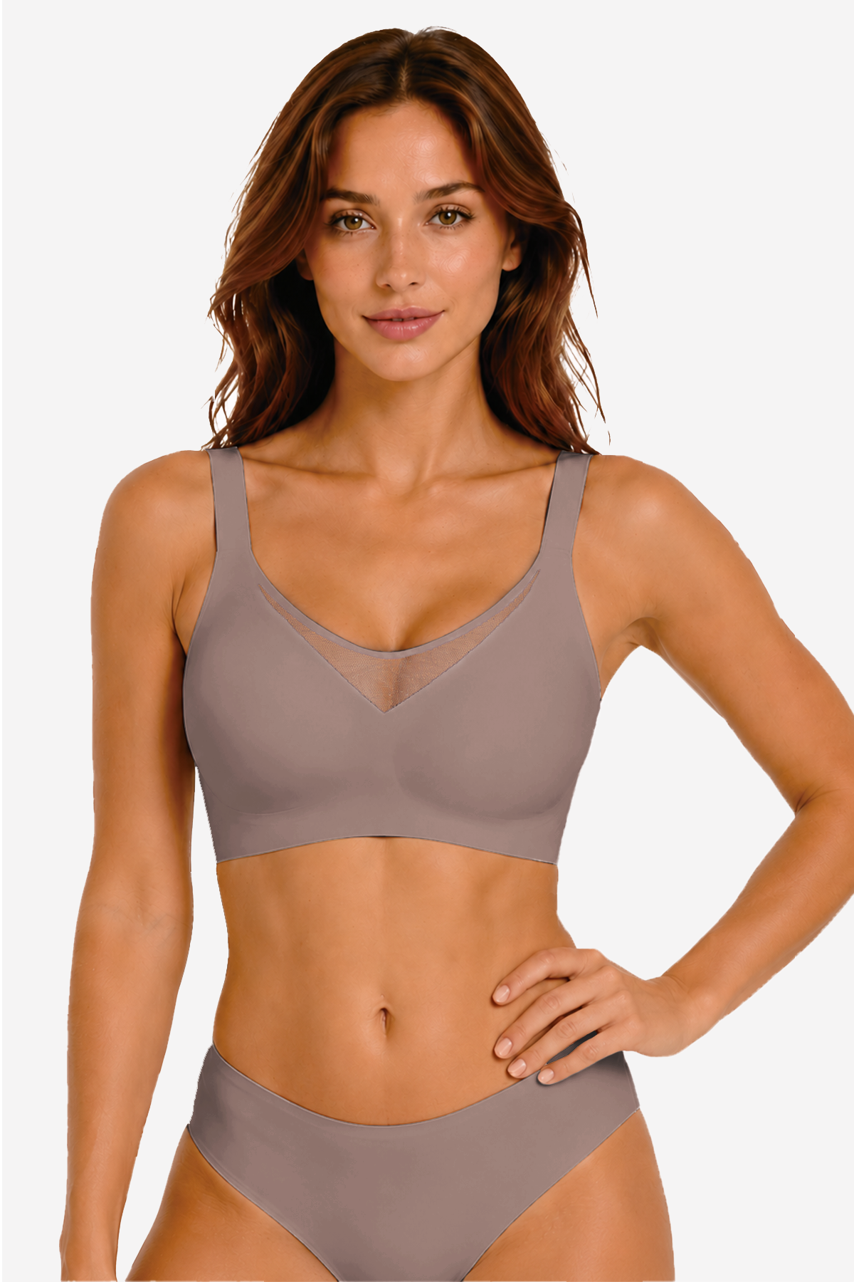 Jelly Bras for Women No Underwire Push Up V Mesh Seamless Comfort Tshirt Bra Supportive Lift Bralette Everyday Bra Coffee