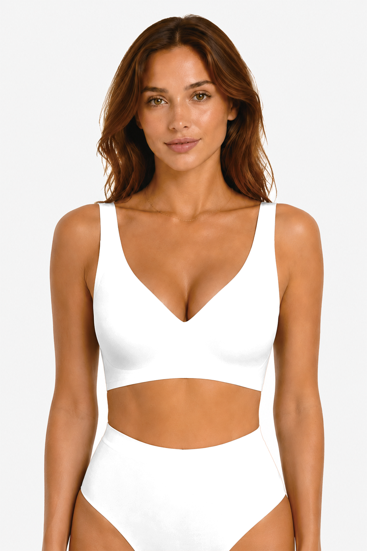 Jelly Bras for Women No Underwire Seamless Push Up Comfortable Tshirt Everyday Deep V Bra with Support and Lift White