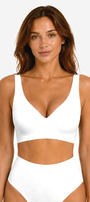 Jelly Bras for Women No Underwire Seamless Push Up Comfortable Tshirt Everyday Deep V Bra with Support and Lift White