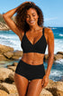 Black scalloped wireless full-coverage everyday bra with V neckline