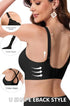 Black wireless bra with U-shaped back, adjustable straps, and cross-back strap option