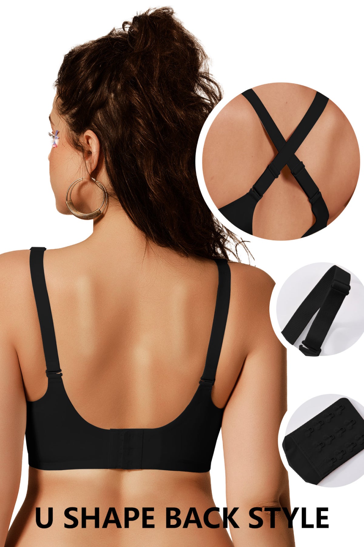 Jelly Bras for Women No Underwire Push Up Seamless Supportive Plunge Bra Full Coverage Comfortable Bralettes Black