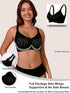 Black full-coverage wireless bra with adjustable straps and molded cups