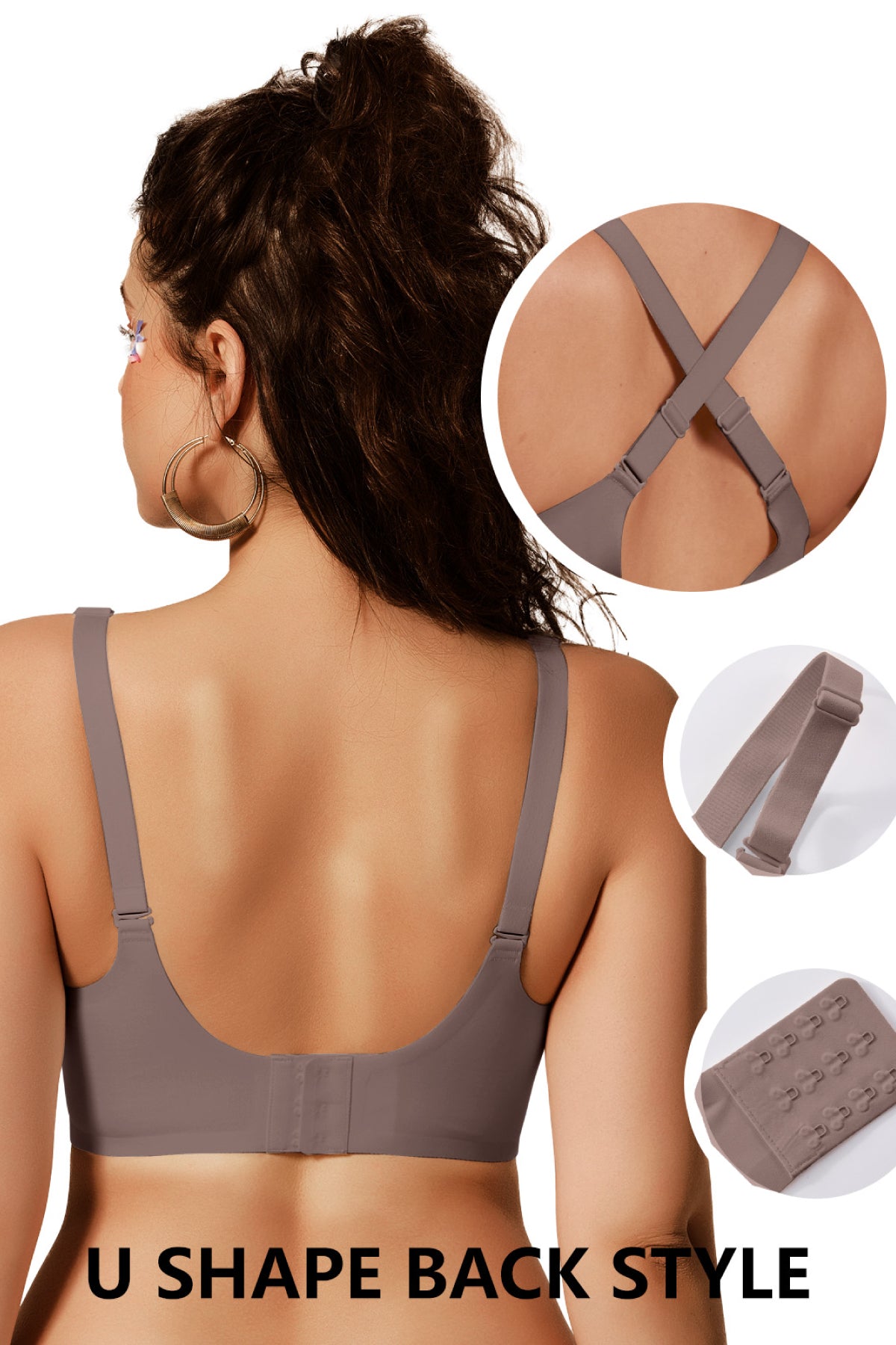 Jelly Bras for Women No Underwire Push Up Seamless Supportive Plunge Bra Full Coverage Comfortable Bralettes Grey