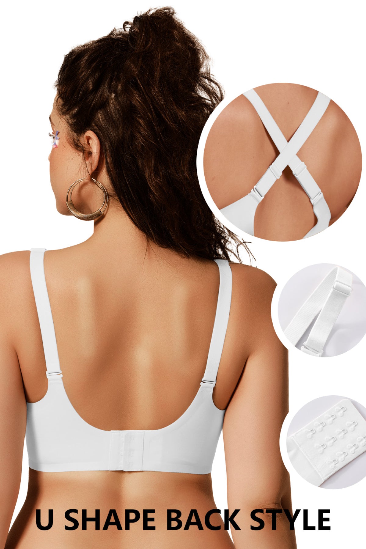 Jelly Bras for Women No Underwire Push Up Seamless Supportive Plunge Bra Full Coverage Comfortable Bralettes White