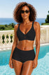 Seamless wireless plunge bra in black, V-neck front with full support coverage