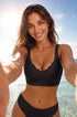 Black seamless scalloped push-up bra, front view with smooth under-bust fit