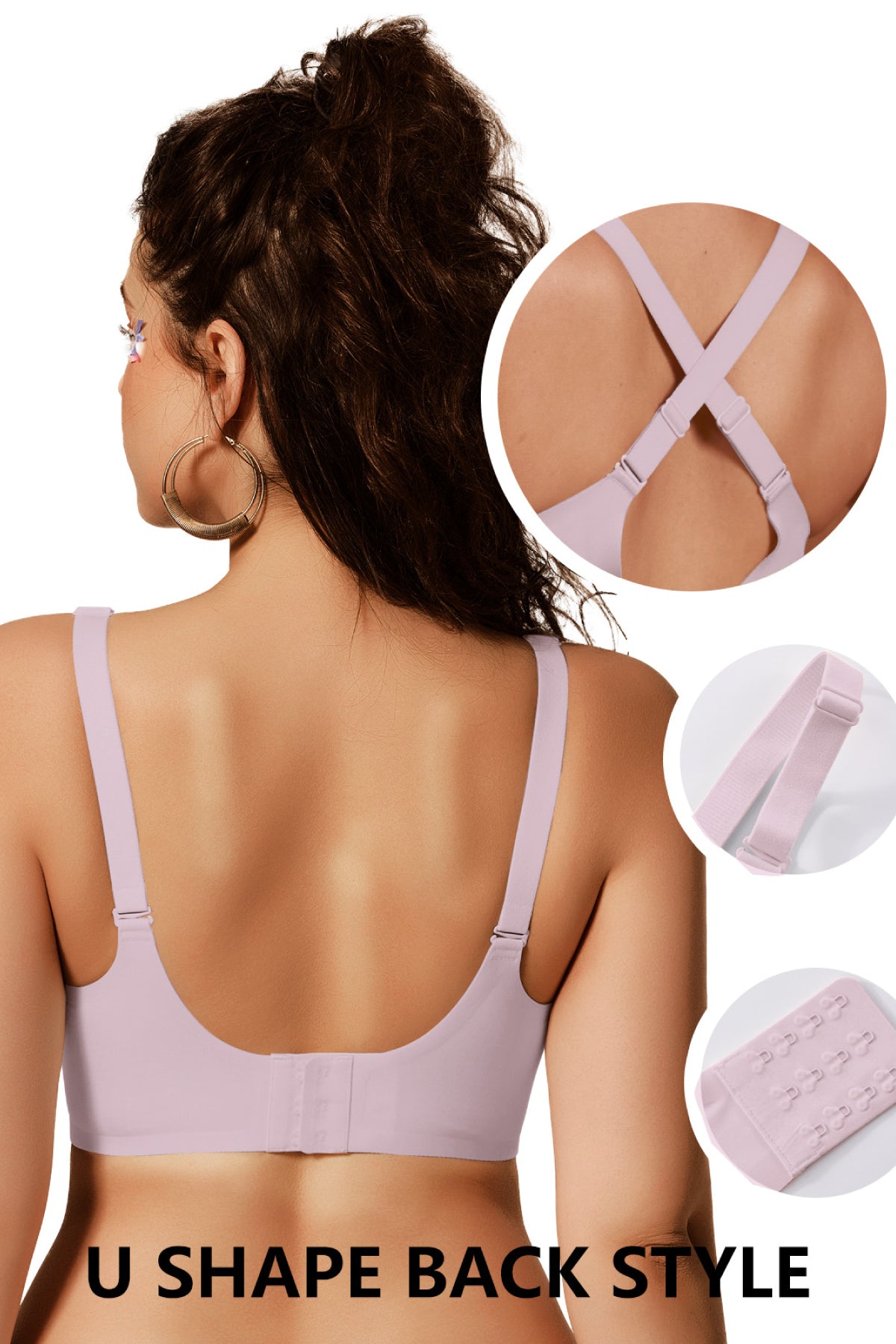 Jelly Bras for Women No Underwire Push Up Seamless Supportive Plunge Bra Full Coverage Comfortable Bralettes Pink