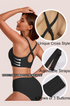 Black cross-back seamless bra with V-neck cut and adjustable straps