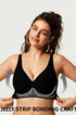 Dark black deep V wireless bra with supportive underbust contour stitching