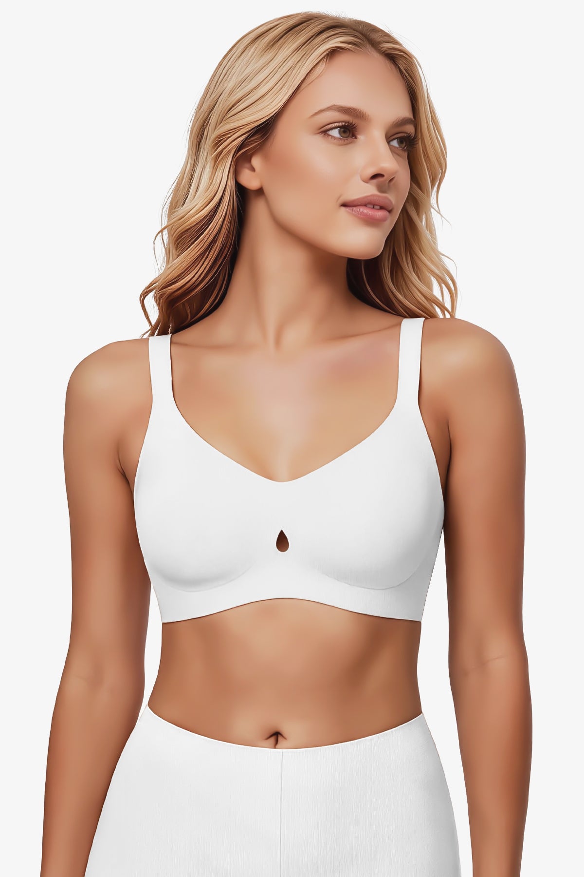 Jelly Bras for Women No Underwire Seamless Push Up Bra Full Support Comfort Bralettes Wireless Plunge Everyday Bra White