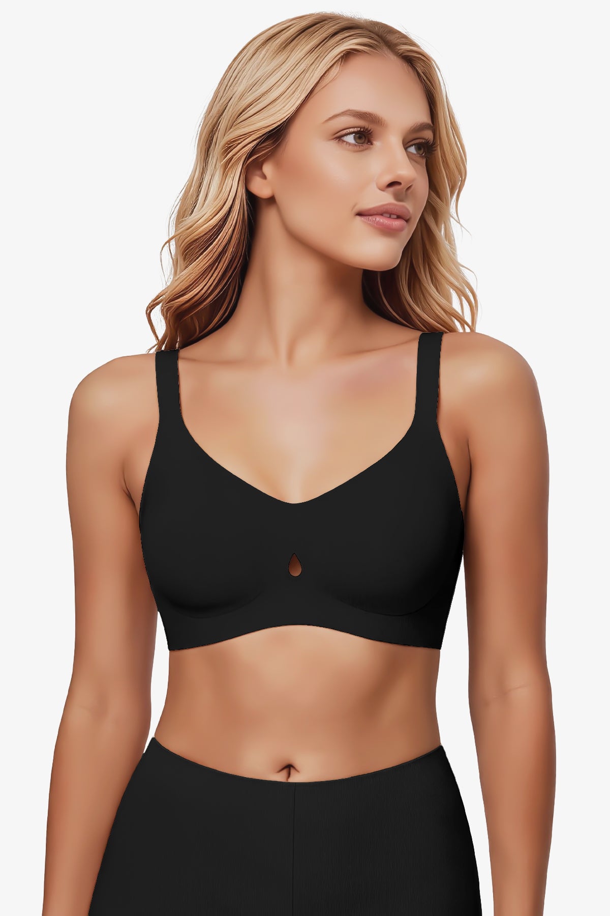Jelly Bras for Women No Underwire Seamless Push Up Bra Full Support Comfort Bralettes Wireless Plunge Everyday Bra Black