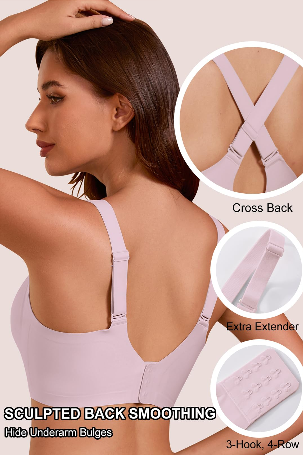 Jelly Bras for Women No Underwire Seamless Push Up Scalloped Tshirt Bralettes Comfortable Wireless Everyday Bra Pink