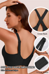 Black seamless push-up bra showing cross-back straps and adjustable band extender