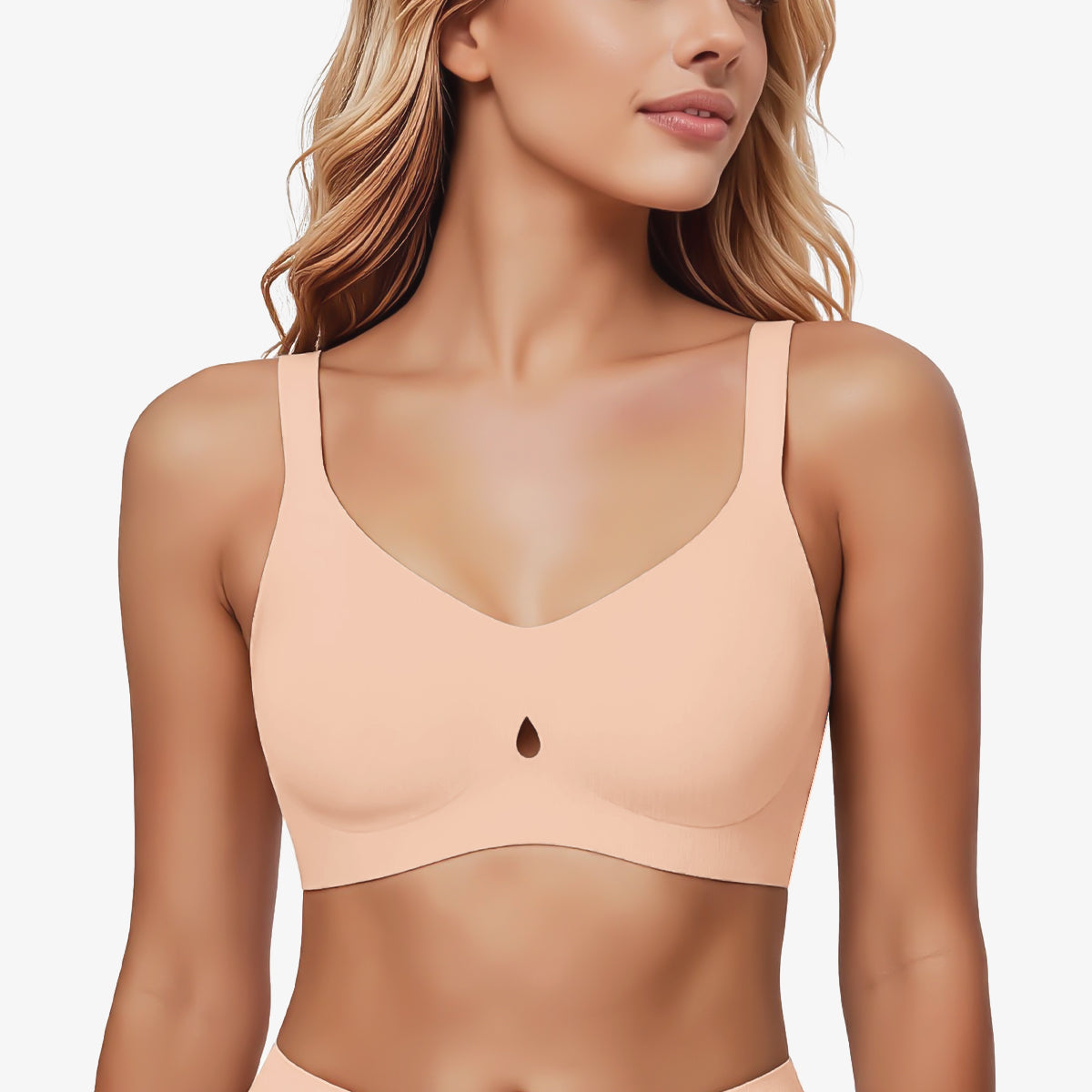 Jelly Bras for Women No Underwire Seamless Push Up Bra Full Support Comfort Bralettes Wireless Plunge Everyday Bra Nude