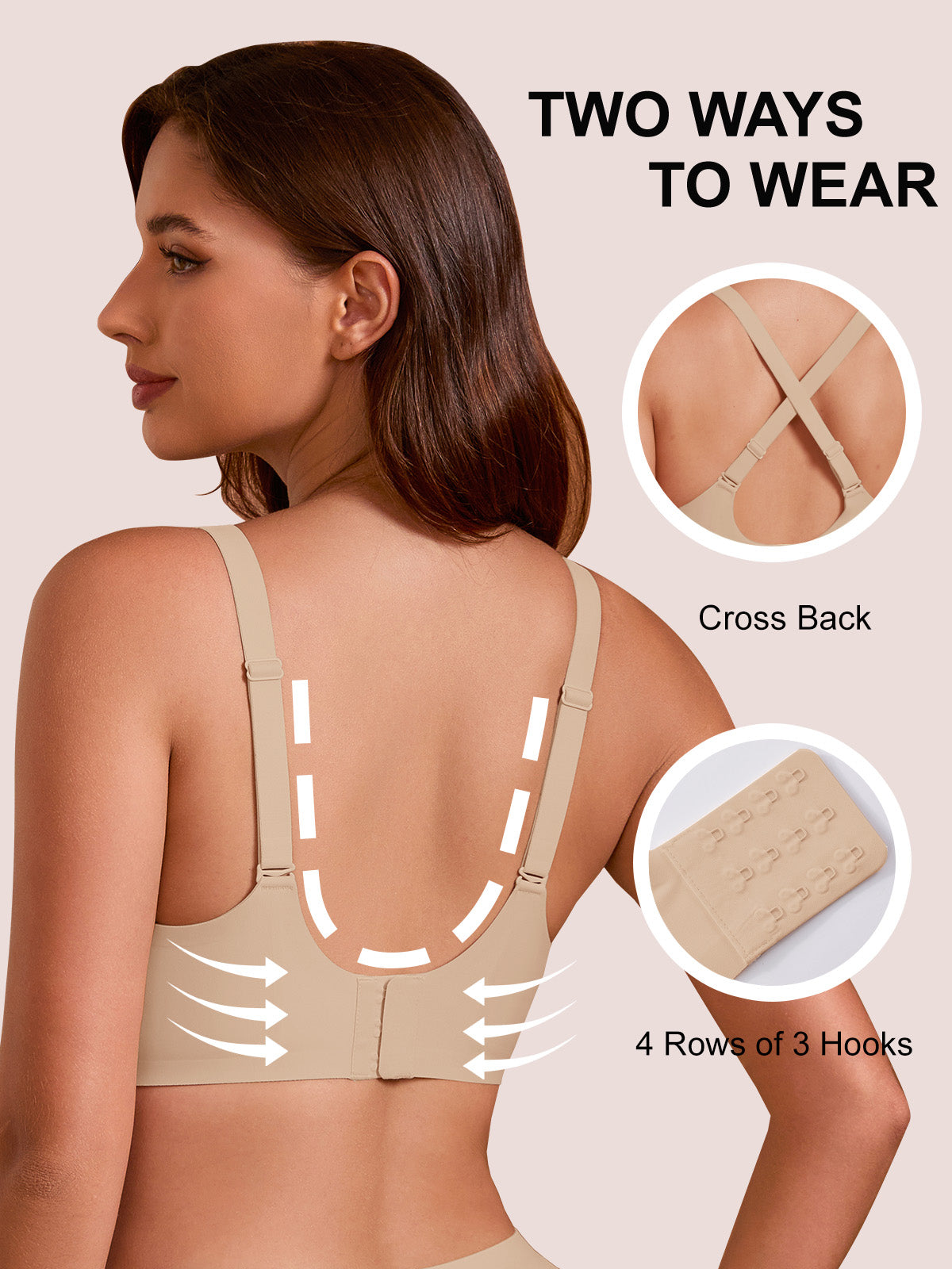 COCOMARTS Jelly Bras for Women No Underwire Push Up Deep V Mesh Comfort T Shirt Bralette Wireless Seamless Everyday Bra Nude