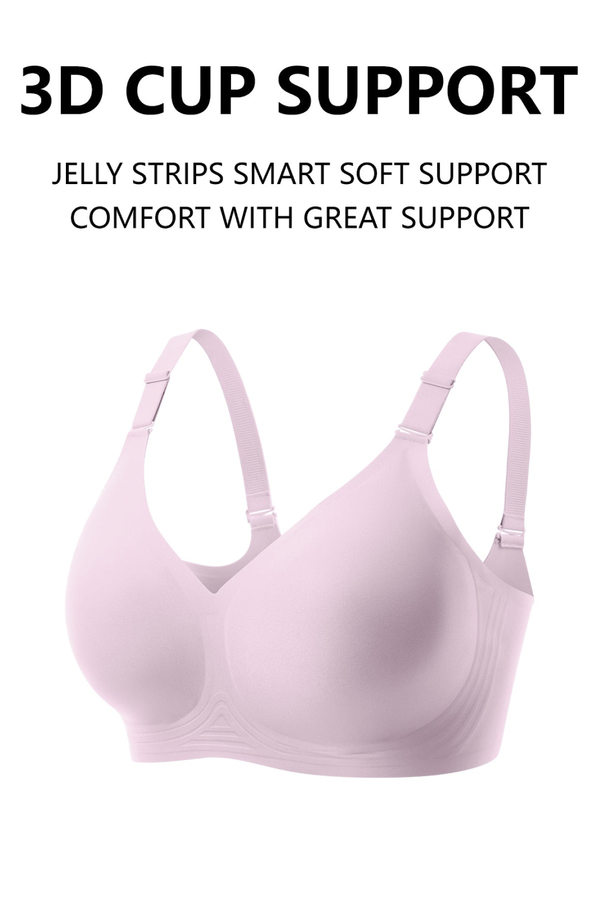 Jelly Bras for Women No Underwire Push Up Seamless Supportive Plunge Bra Full Coverage Comfortable Bralettes Pink