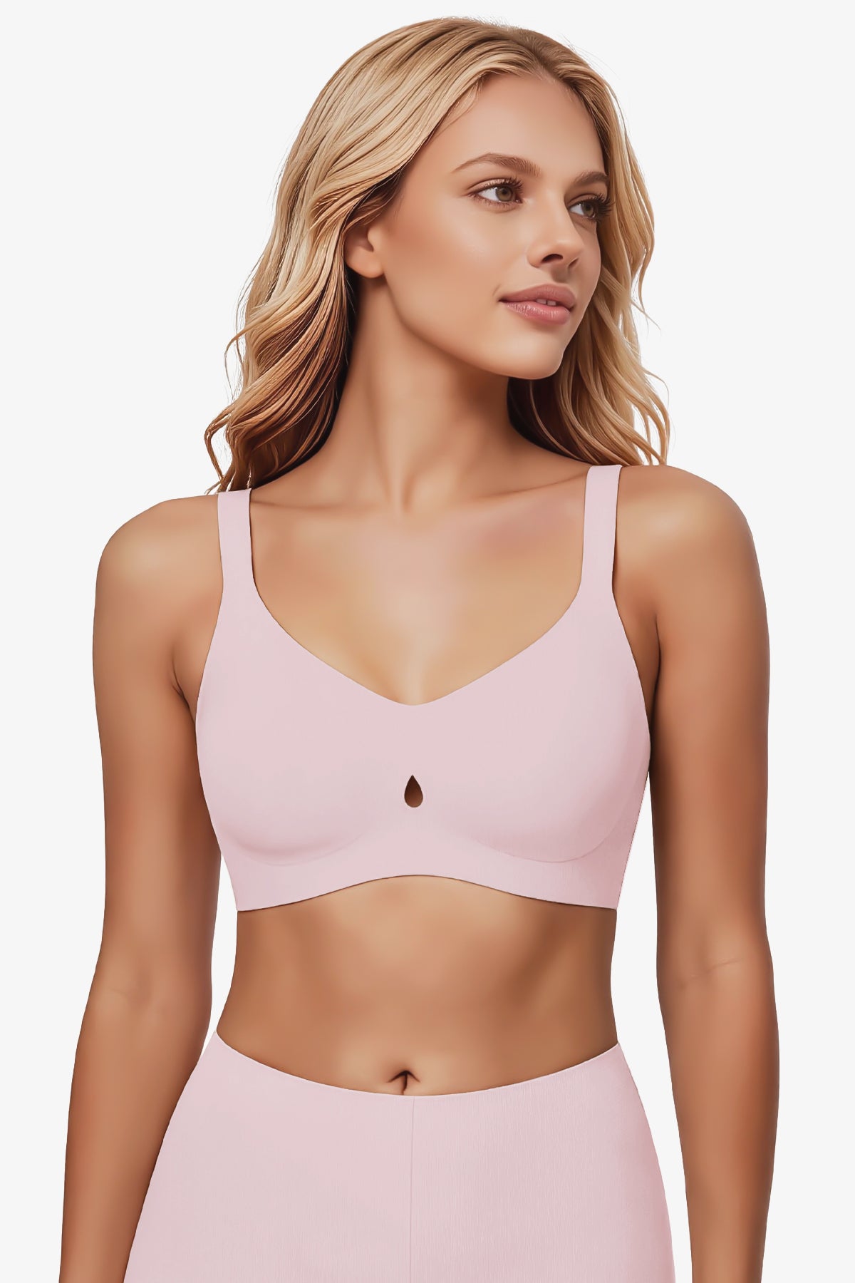 Jelly Bras for Women No Underwire Seamless Push Up Bra Full Support Comfort Bralettes Wireless Plunge Everyday Bra Pink