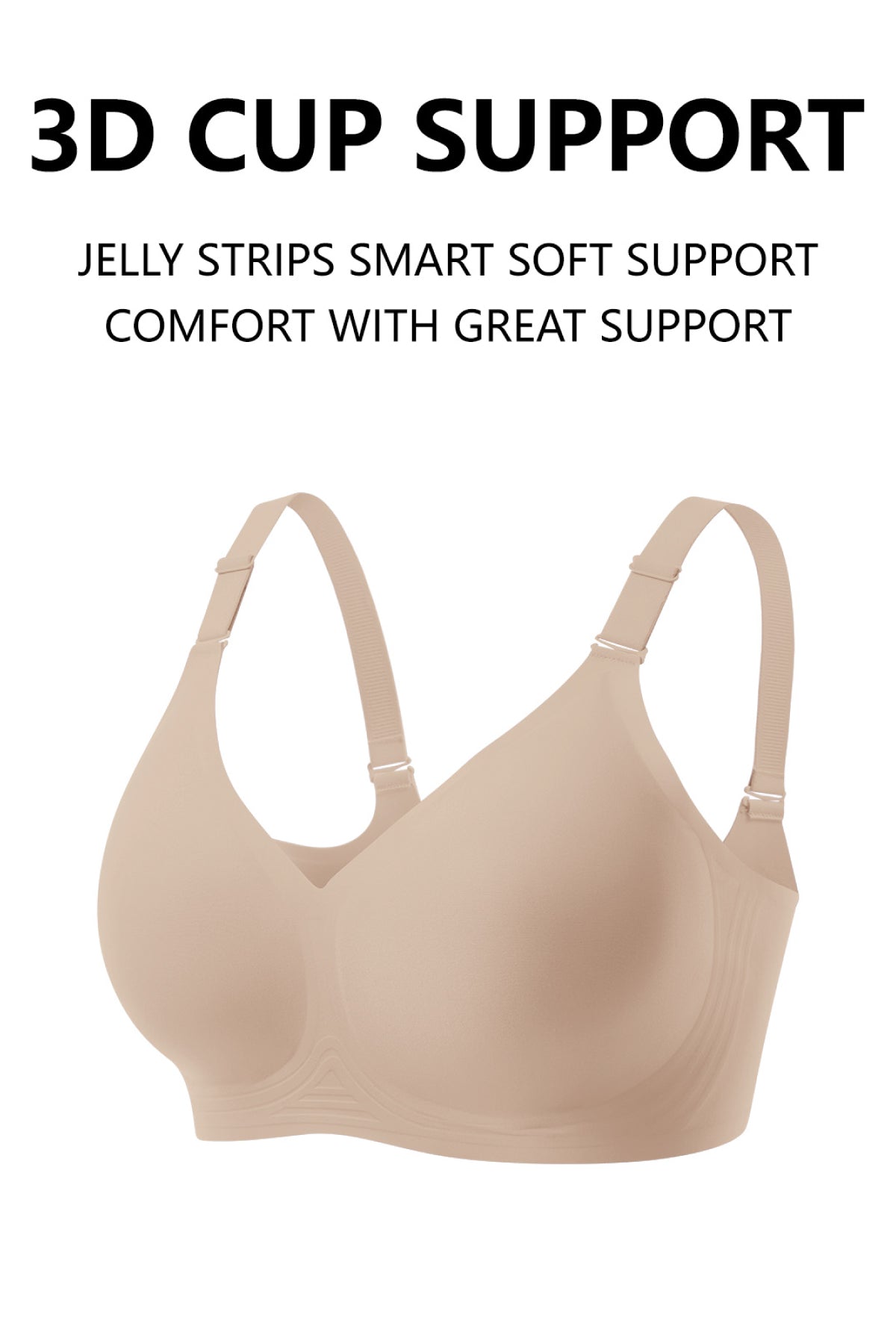 Jelly Bras for Women No Underwire Push Up Seamless Supportive Plunge Bra Full Coverage Comfortable Bralettes Nude