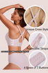 Pink bra with cross-back straps and adjustable closure, back detail