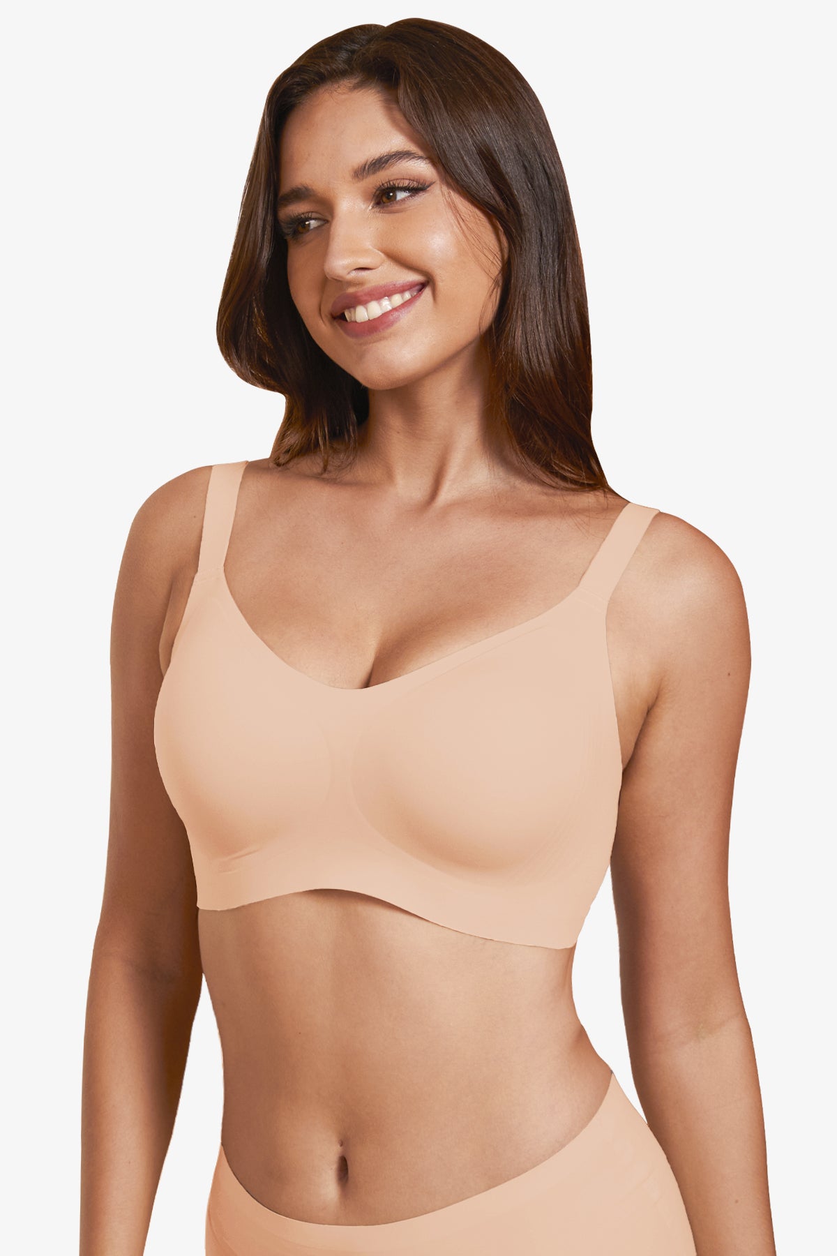 Jelly Bras for Women No Underwire Full Coverage Push Up Bra Wireless Seamless Bra Comfortable Tshirt Bralettes Nude