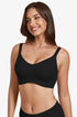 Black wireless-looking full-coverage bra with wide scoop neckline