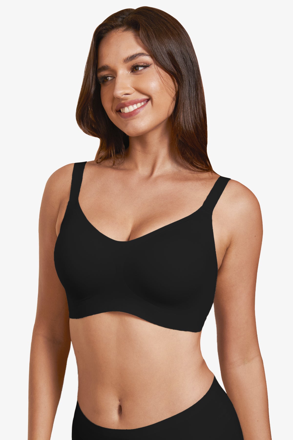 Jelly Bras for Women No Underwire Full Coverage Push Up Bra Wireless Seamless Bra Comfortable Tshirt Bralettes Black