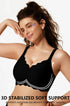 Black scalloped wireless bra with outlined cups and wide shoulder straps