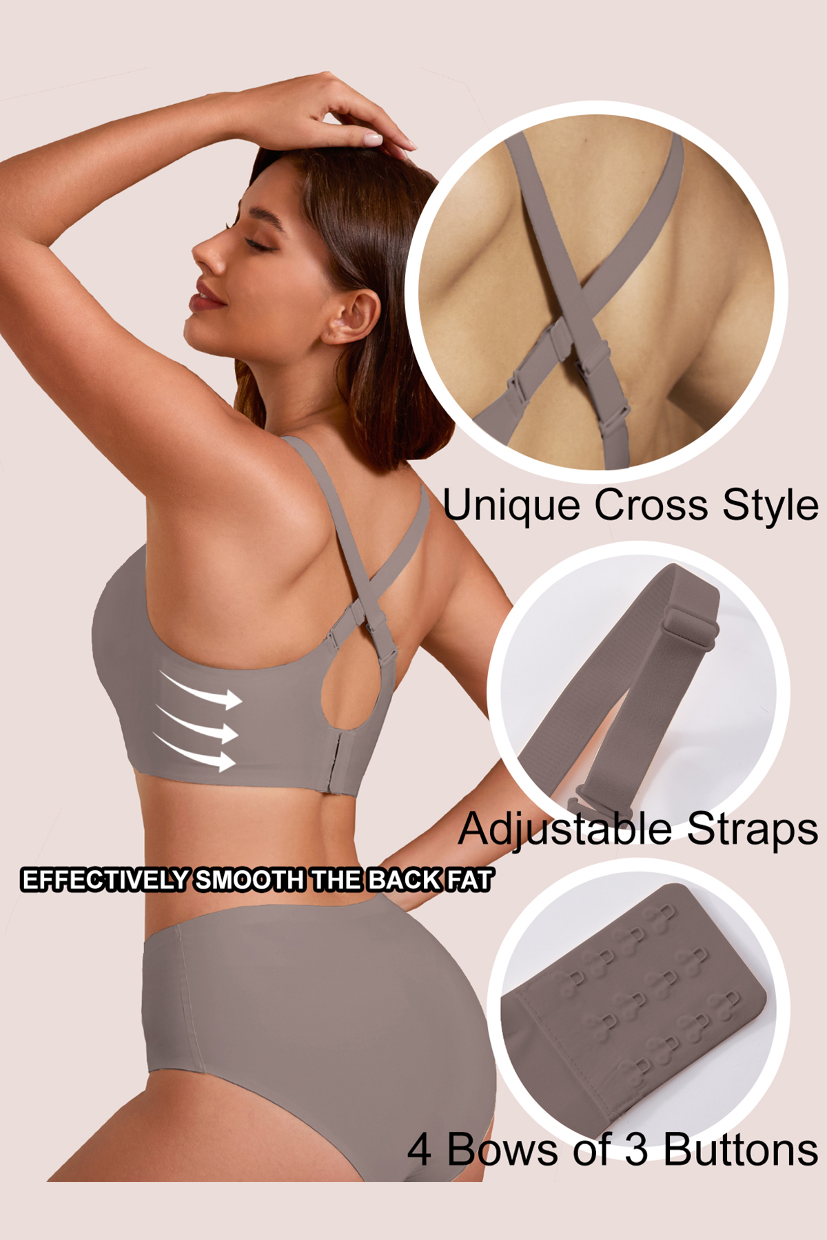 Jelly Bras for Women No Underwire Push Up V Mesh Seamless Comfort Tshirt Bra Supportive Lift Bralette Everyday Bra Coffee