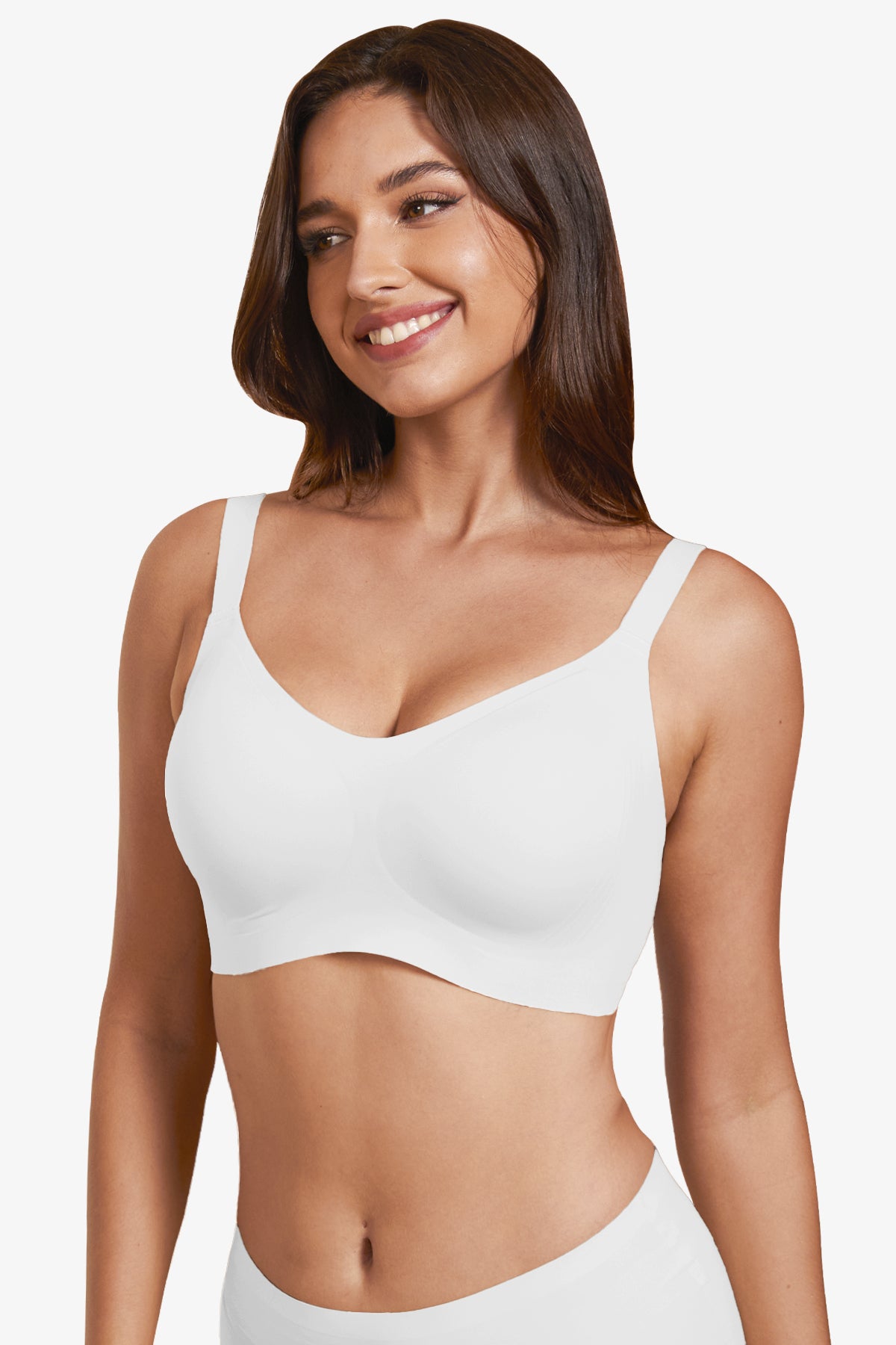 Jelly Bras for Women No Underwire Full Coverage Push Up Bra Wireless Seamless Bra Comfortable Tshirt Bralettes White