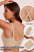 Nude seamless back-cross T-shirt bra with extra extender and 3-hook closure