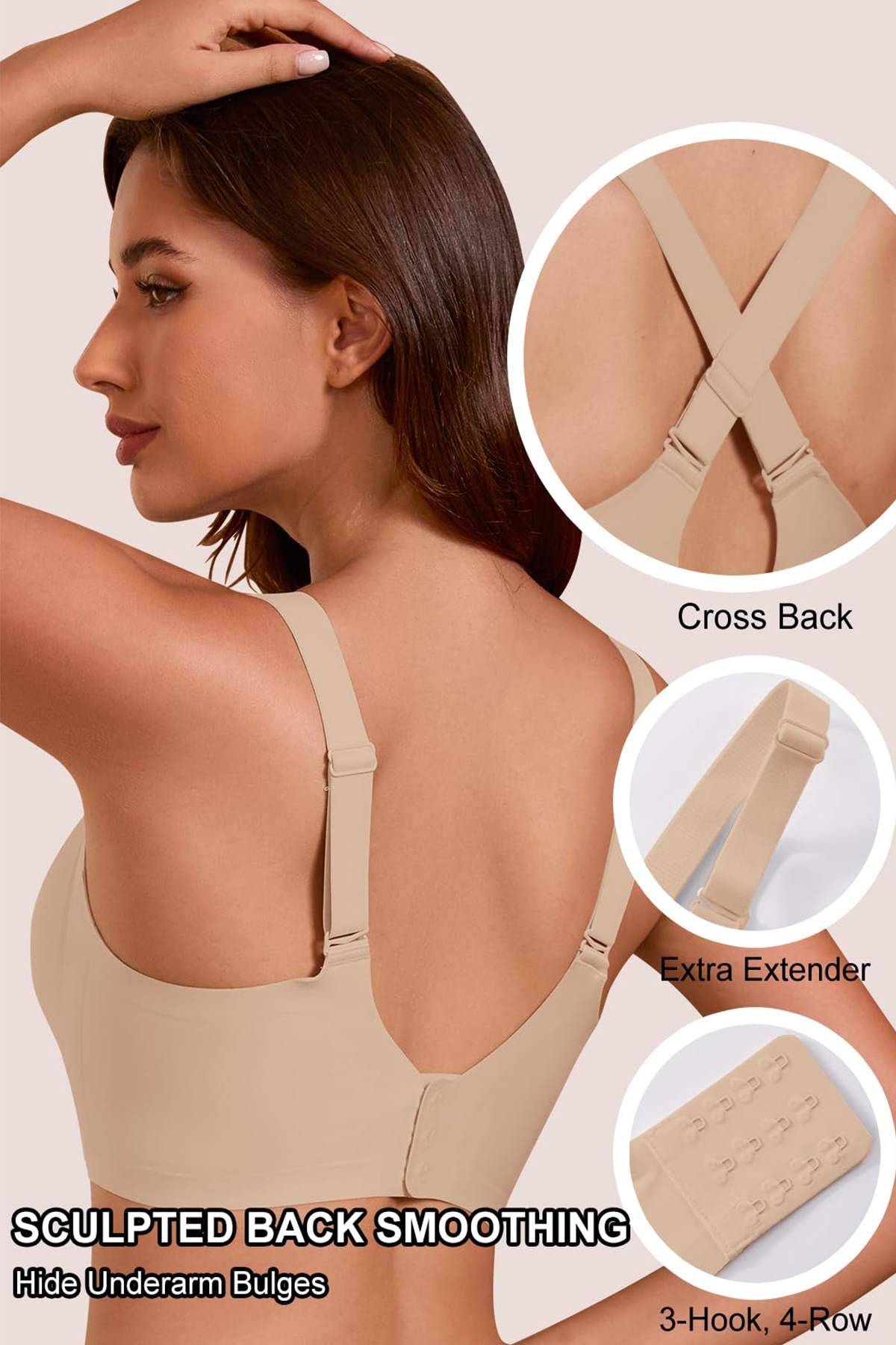Jelly Bras for Women No Underwire Seamless Push Up Scalloped Tshirt Bralettes Comfortable Wireless Everyday Bra Nude