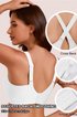 White cross-back seamless push-up bra with adjustable shoulder straps