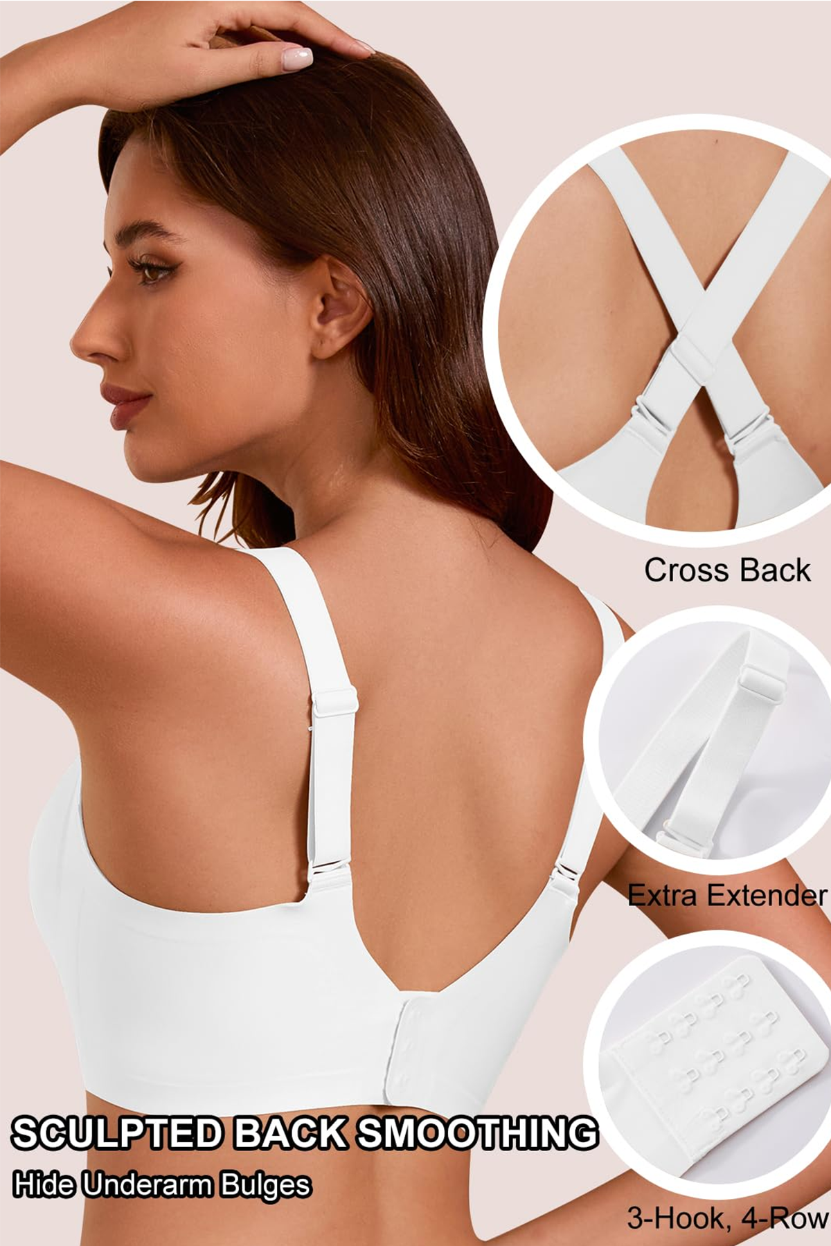 Jelly Bras for Women No Underwire Seamless Push Up Scalloped Tshirt Bralettes Comfortable Wireless Everyday Bra White