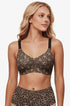 Leopard print plunge bra with V-neck wireless seamless bralette fit