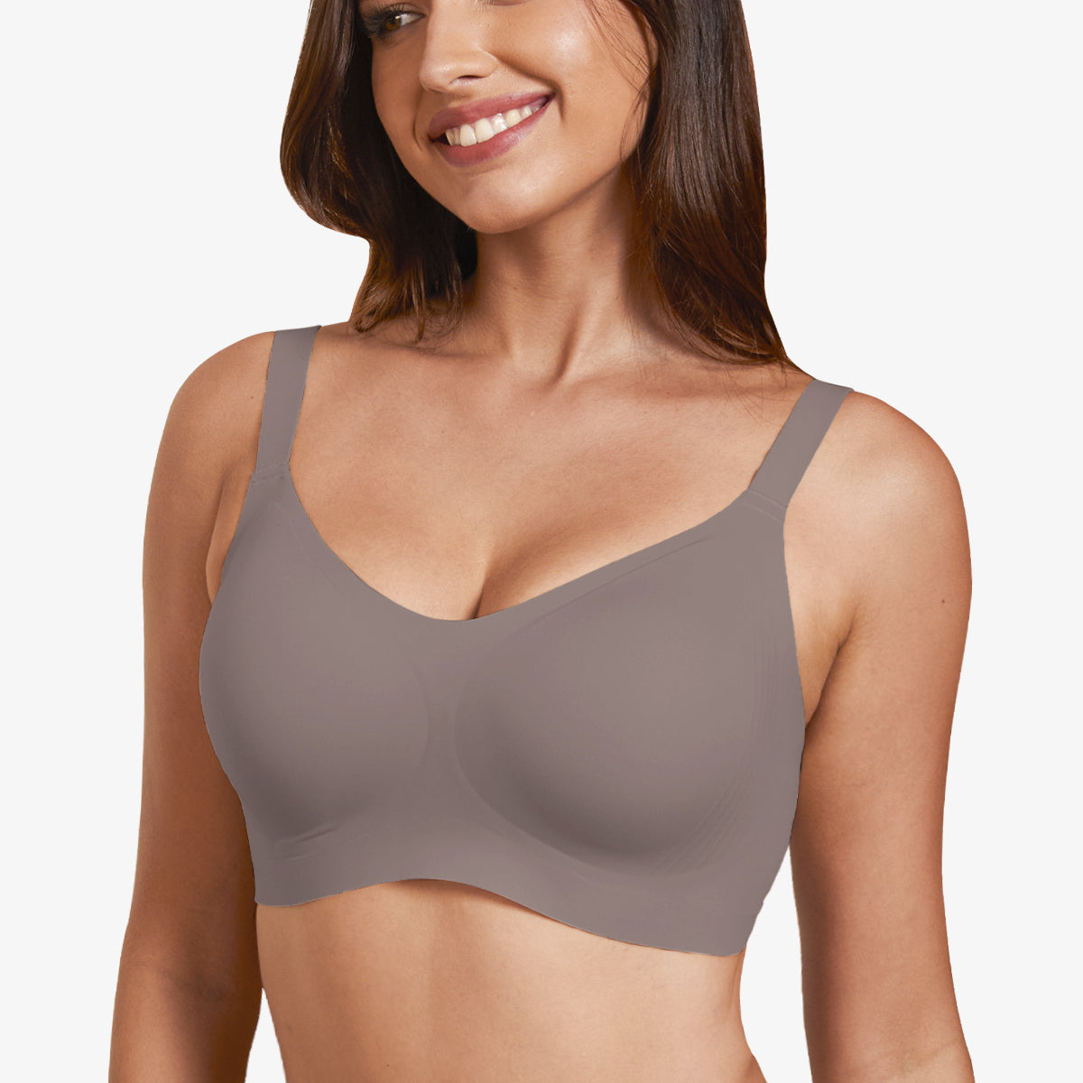 Jelly Bras for Women No Underwire Full Coverage Push Up Bra Wireless Seamless Bra Comfortable Tshirt Bralettes Coffee