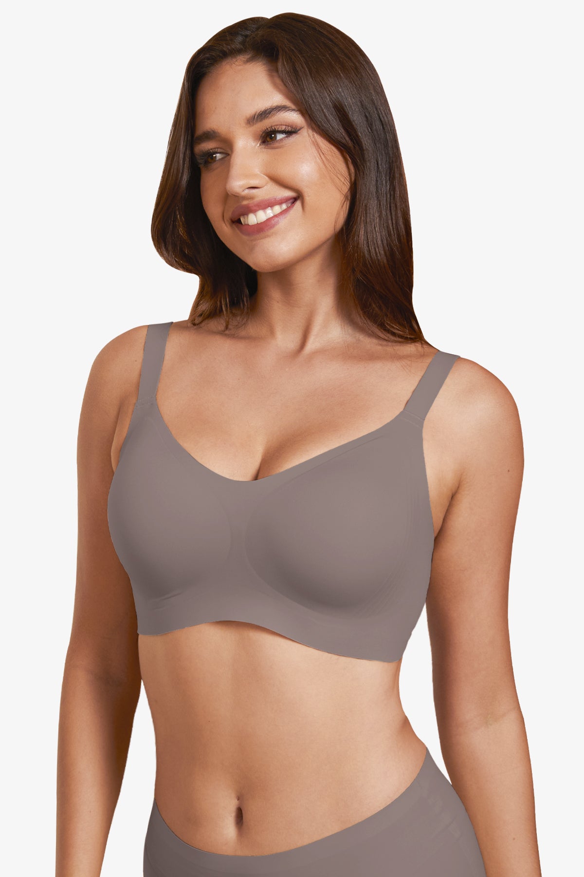 Jelly Bras for Women No Underwire Full Coverage Push Up Bra Wireless Seamless Bra Comfortable Tshirt Bralettes Coffee