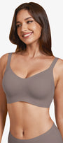 Jelly Bras for Women No Underwire Full Coverage Push Up Bra Wireless Seamless Bra Comfortable Tshirt Bralettes Coffee
