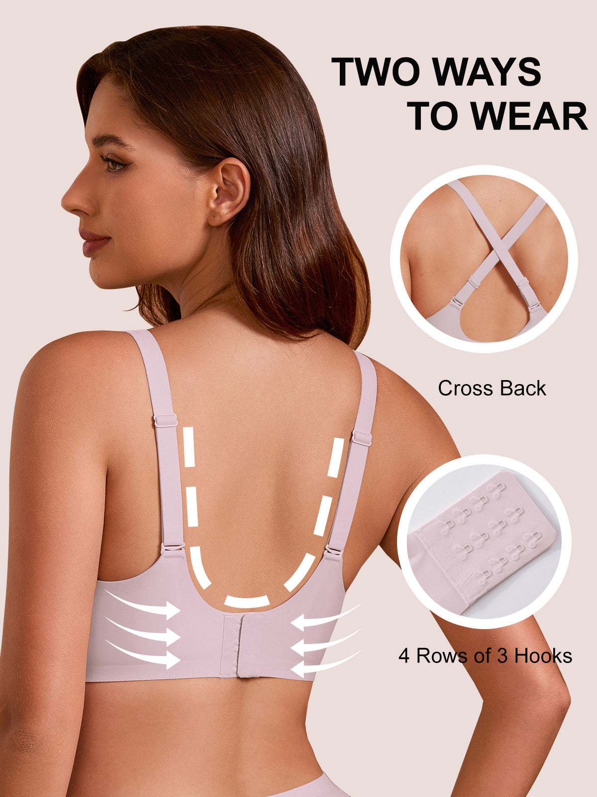 COCOMARTS Jelly Bras for Women No Underwire Push Up Deep V Mesh Comfort T Shirt Bralette Wireless Seamless Everyday Bra Pink