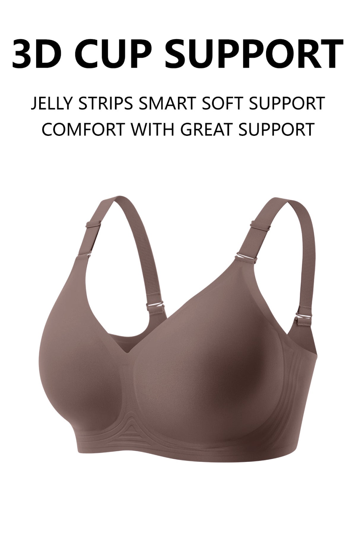 Jelly Bras for Women No Underwire Push Up Seamless Supportive Plunge Bra Full Coverage Comfortable Bralettes Grey