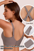 Seamless push-up bra with cross-back straps, adjustable wide shoulder straps, extra extender