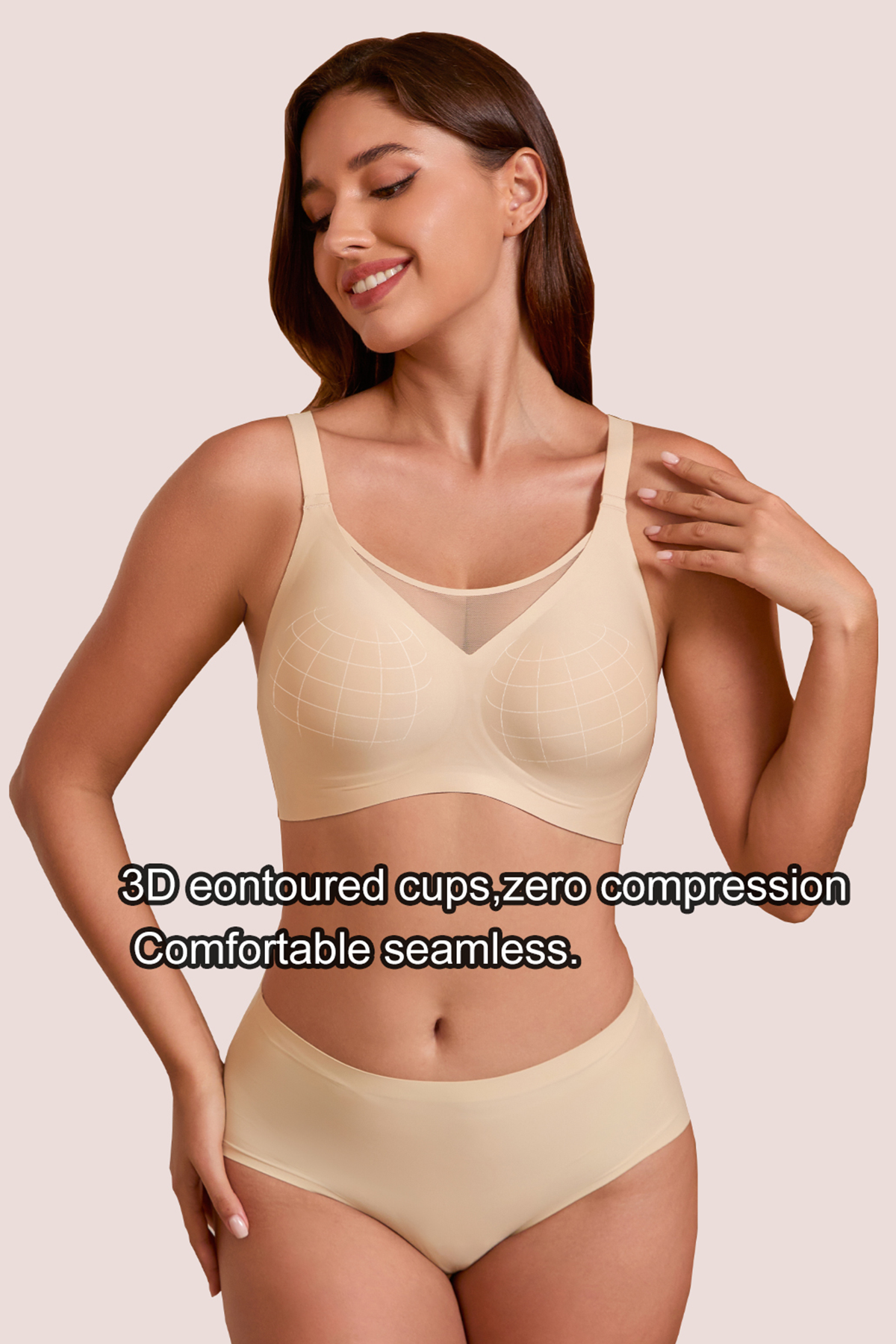 Jelly Bras for Women No Underwire Push Up V Mesh Seamless Comfort Tshirt Bra Supportive Lift Bralette Everyday Bra Nude
