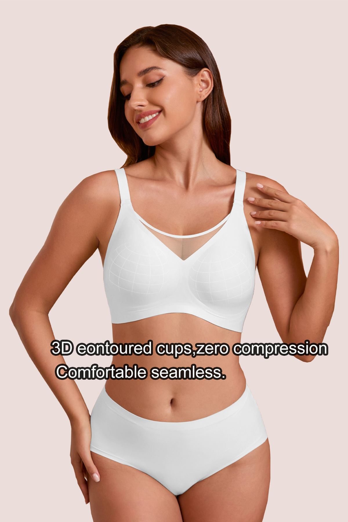 Jelly Bras for Women No Underwire Push Up V Mesh Seamless Comfort Tshirt Bra Supportive Lift Bralette Everyday Bra White