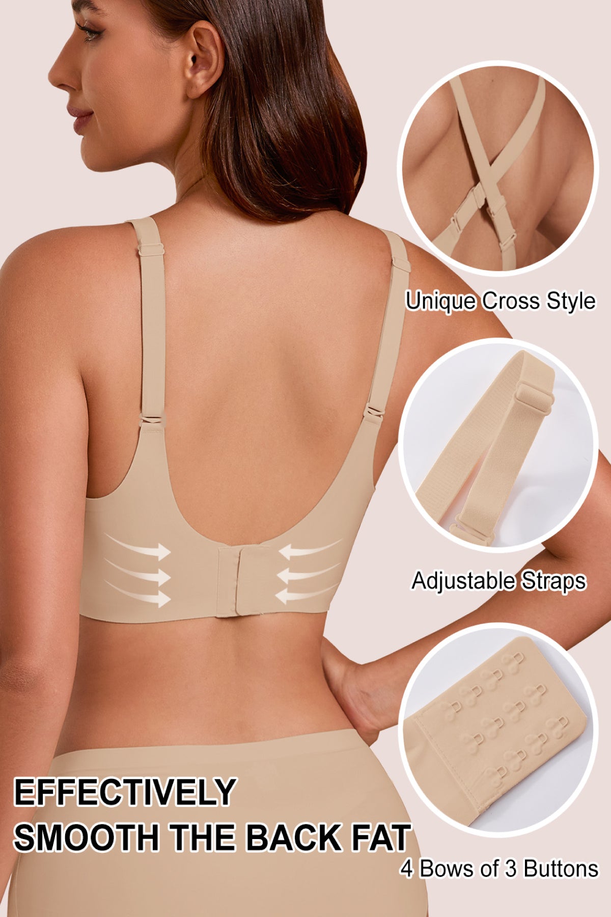 Jelly Bras for Women No Underwire Seamless Push Up Bra Full Support Comfort Bralettes Wireless Plunge Everyday Bra Skin
