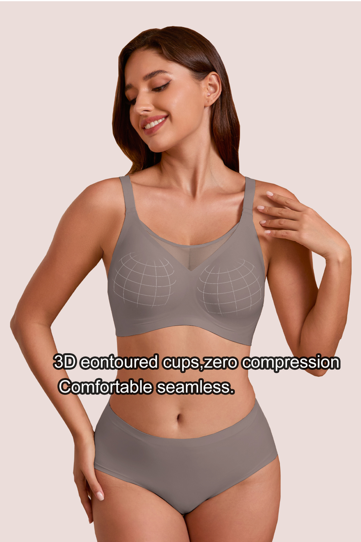 Jelly Bras for Women No Underwire Push Up V Mesh Seamless Comfort Tshirt Bra Supportive Lift Bralette Everyday Bra Coffee