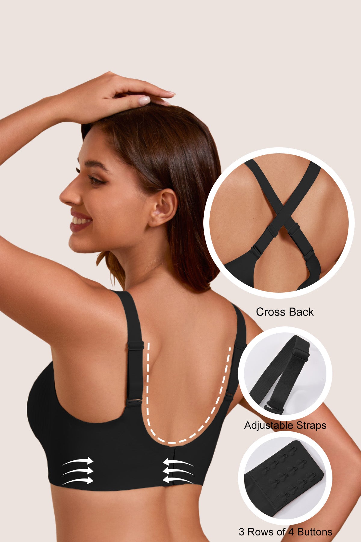 Jelly Bras for Women No Underwire Full Coverage Push Up Bra Wireless Seamless Bra Comfortable Tshirt Bralettes Black
