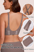 Coffee-brown seamless back view bra with crossed straps and adjustable strap details