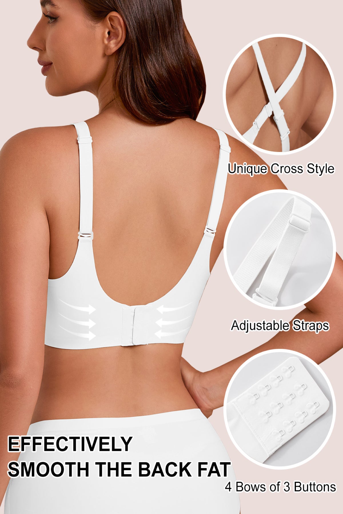 Jelly Bras for Women No Underwire Seamless Push Up Bra Full Support Comfort Bralettes Wireless Plunge Everyday Bra White