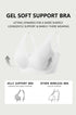 White wireless deep V supportive bra shown with contour arrows and stitch details