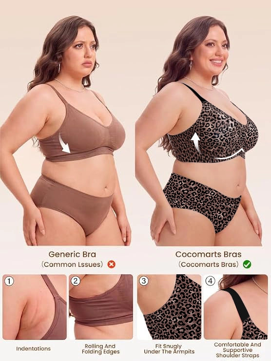 Leopard-print bralette with wide straps and a smooth, close-fitting band